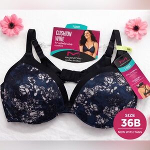 Maidenform 36B T-Shirt Bra | Cushion Wire | Floral | Convertible | NWT